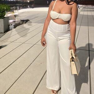 Two piece suit half white